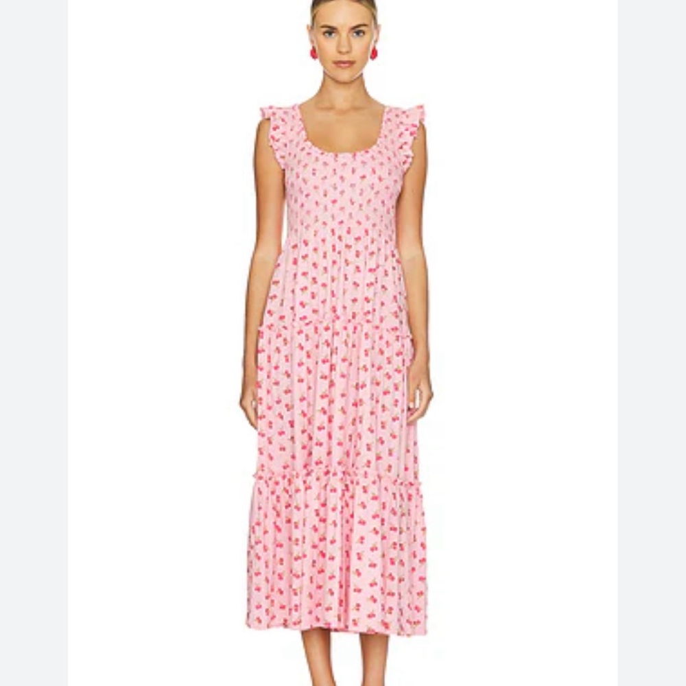 LoveShackFancy Chessie Pink Floral Sleeveless Maxi Dress size XS